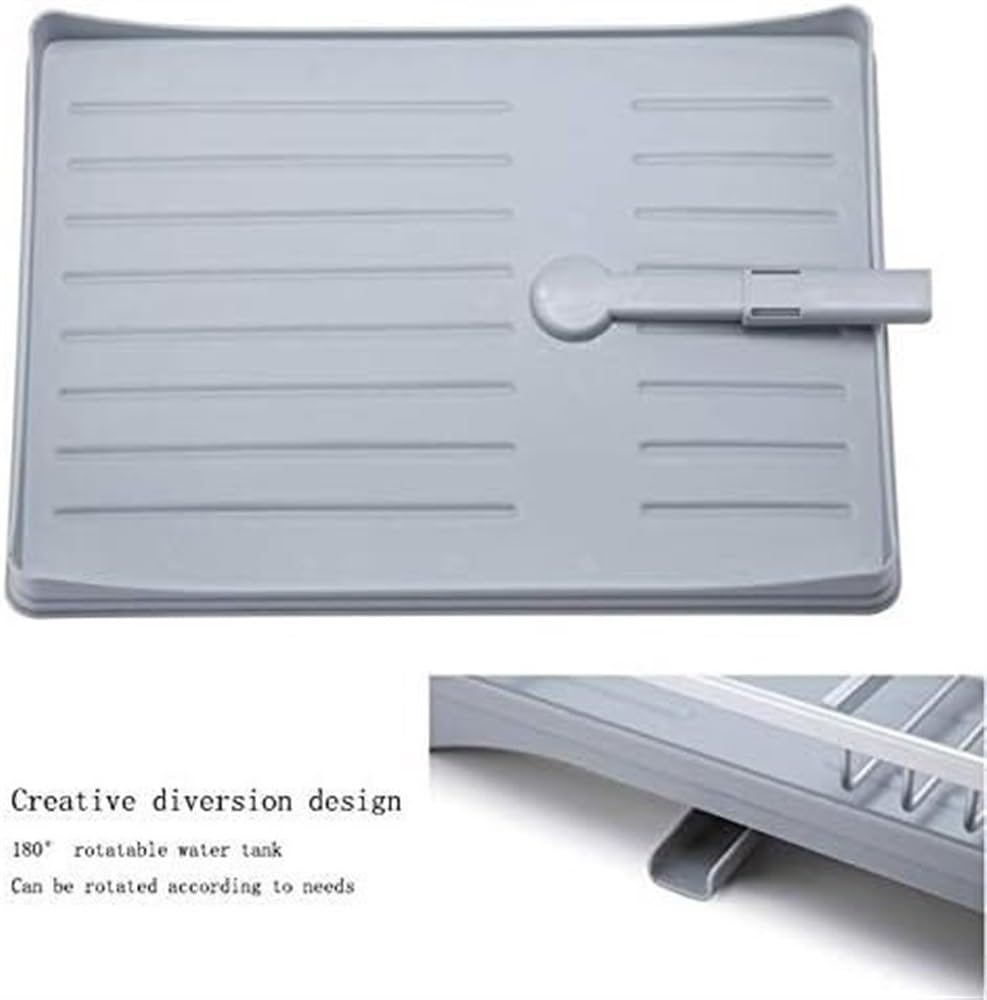 Stojak do suszenia Naczyń Aluminiowa Suszarka Do Naczyń Kuchennych Zlewozmywak Ociekacz Stojak Do Przechowywania Półka Organizator Pojemnik Ociekacz do Naczyń (Color : Gray)