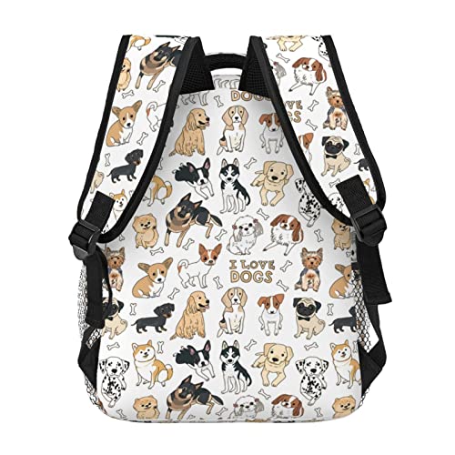 Niedlicher Rucksack mit Hundemotiv und Tiermotiven, stilvoll, lässig, für Damen, personalisierbar, Laptop-Rucksäcke mit mehreren Taschen, Computer-Tagesrucksack für Arbeit, Business, Reisen