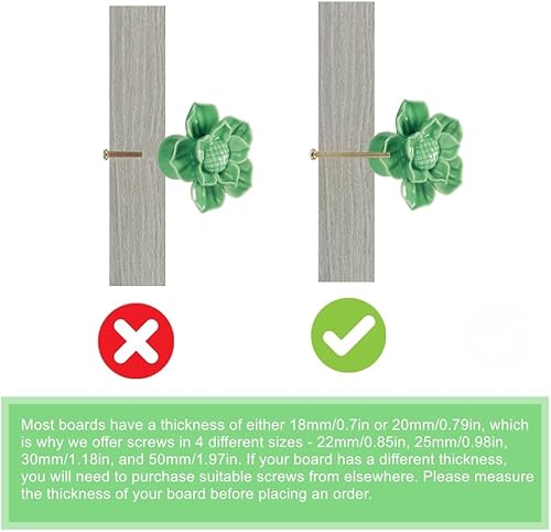 Miniatura 6 de Perillas y tiradores de cerámica para cajones de flores verdes para muebles de hogar, gabinete, aparador, armario, papelera, puerta, paquete de 6