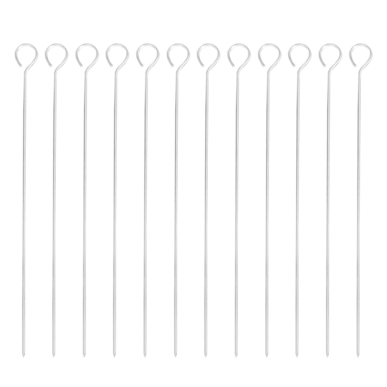 AUTUUCKEE 12 Pack Kabob Skewers for BBQ Grill Grilling Accessories, Stainless Steel Shish Kebob Sticks Wide Reusable Grilling Skewers Set