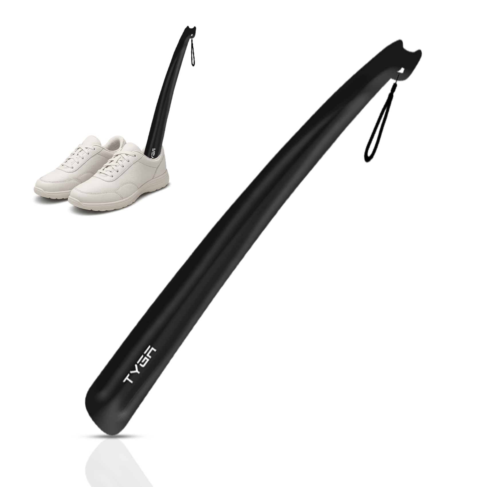 TYGA STORETYGA Shoe Horn Long Handled 17in 43cm Long Plastic Shoehorn for Men, Women, Senior Comfort Grip Shoe Horn Flexible Snap-Proof