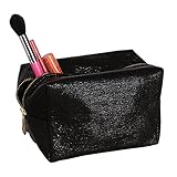 Dazzle and Shimmer Black Makeup Bag Travel Toiletry Cosmetic Bag Organizer, Black