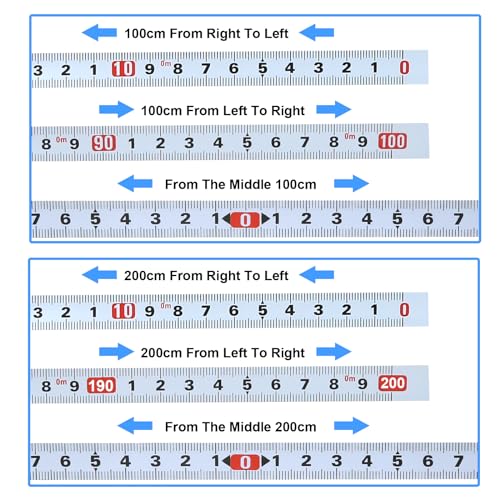6 Stück Selbstklebendes Maßband 2m+1m Metrisches 3 Spezifikationen inklusive Links Nach Rechts, Rechts Nach Links, Der Mitte zu Beiden Seiten, Maßband zum Aufkleben Selbstklebend Metall