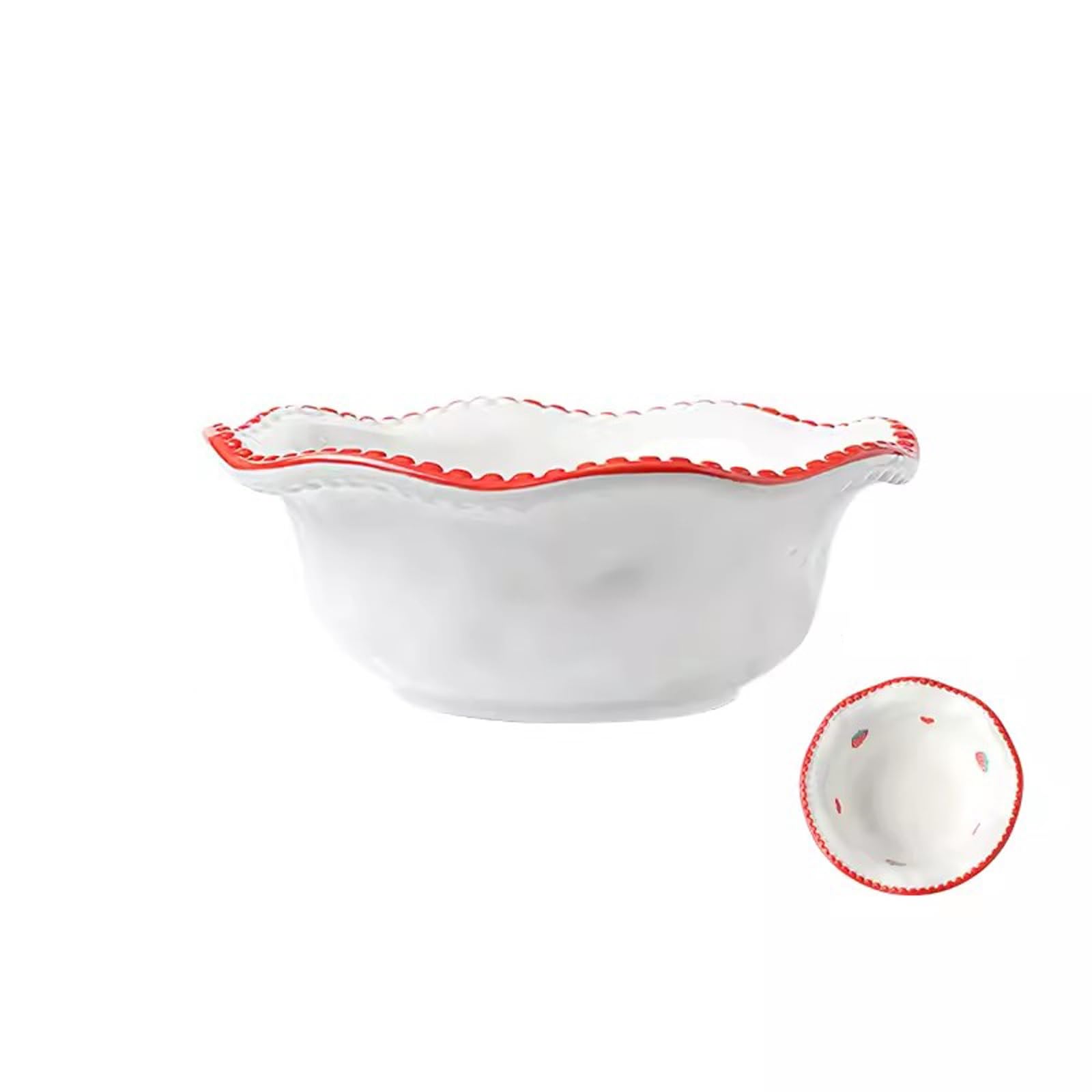 IROEJT Salad Bowls 2 Pcs Ceramic Fruit Salad Bowl Cute Tableware Home 6-Inch Noodle Bowl Kitchen Soup Bowls，2