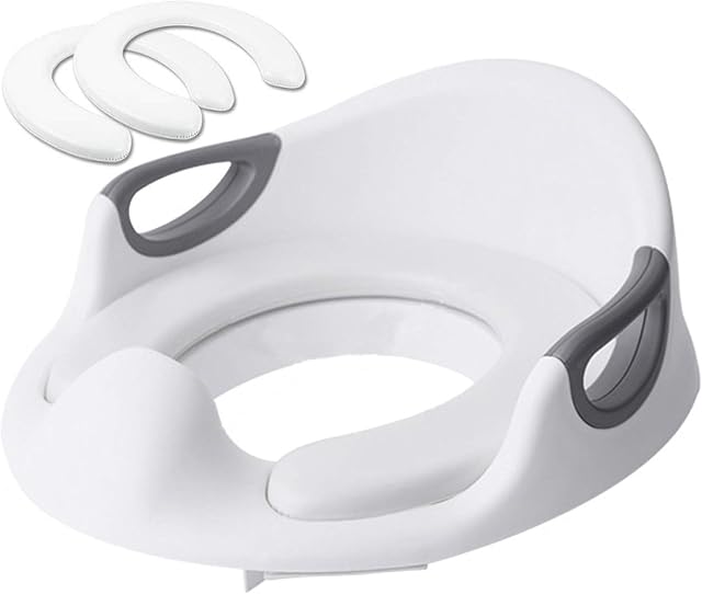 Potty Training Seat for Kids Toddlers Toilet Training Seat for Boys Girls with Handles and Backrest, Portable Slip and Anti-Splash, Apply to Round and Oval Toilets