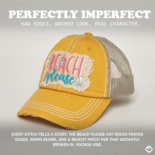 Image of Funky Junque Womens Baseball Cap Distressed Vintage Unconstructed Embroidered Dad Hat