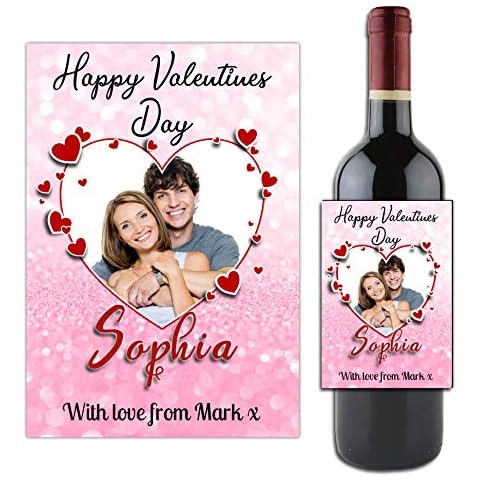 Personalised Valentines Day Wine Bottle Sticker Cover
