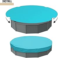 Vista 2 de TANG Cubiertas redondas de 13 pies para piscina redonda de 10 pies sobre el suelo, cubiertas impermeables de invierno, cuerda de alambre