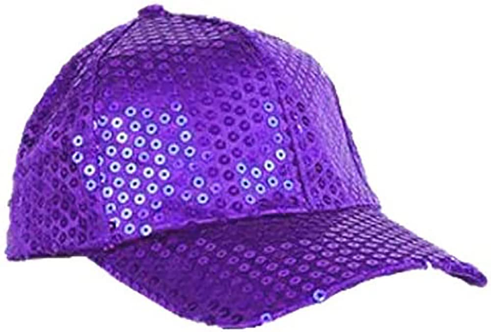 SoWest Sequin Baseball Cap in Purple – Adjustable Glitter Bling Party Hat for Men & Women | Stag & Hen Nights Shiny Sequins Sun Hats for 70s Disco | Hip Hop Fashion Fancy Dress Accessory