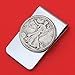 US 1941 Walking Liberty Half Dollar 90% Silver Coin Stainless Steel Money Clip NEW - Silver Plated Coin Bezel