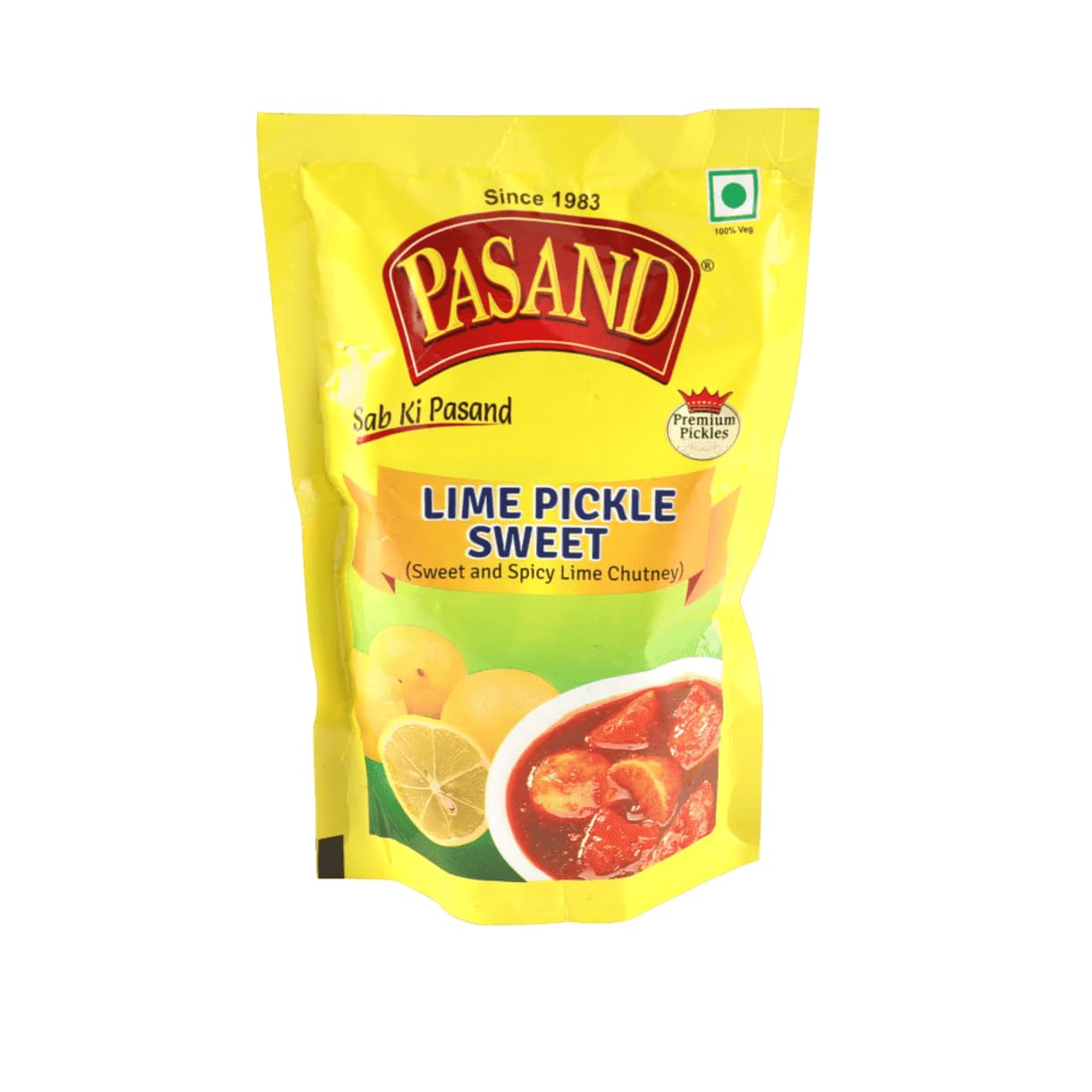 PASAND Lemon Pickle 200g | Nimbu ka Achar | Sweet, Sour & Spicy Pickle | Authentic Flavour & Taste | Lime Pickle | Travel Friendly | Seal Pack Pouch 3
