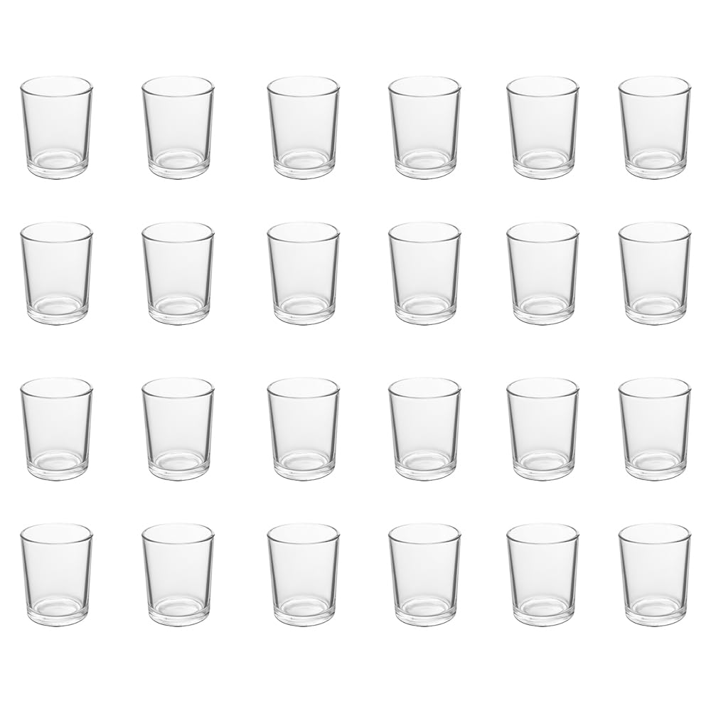 BTGLLAS 24pcs Clear Glass Tea Light Holders - Votive Candle Holders Bulk for Weddings Events - Glass Votives for Wedding Centerpieces, Christmas,