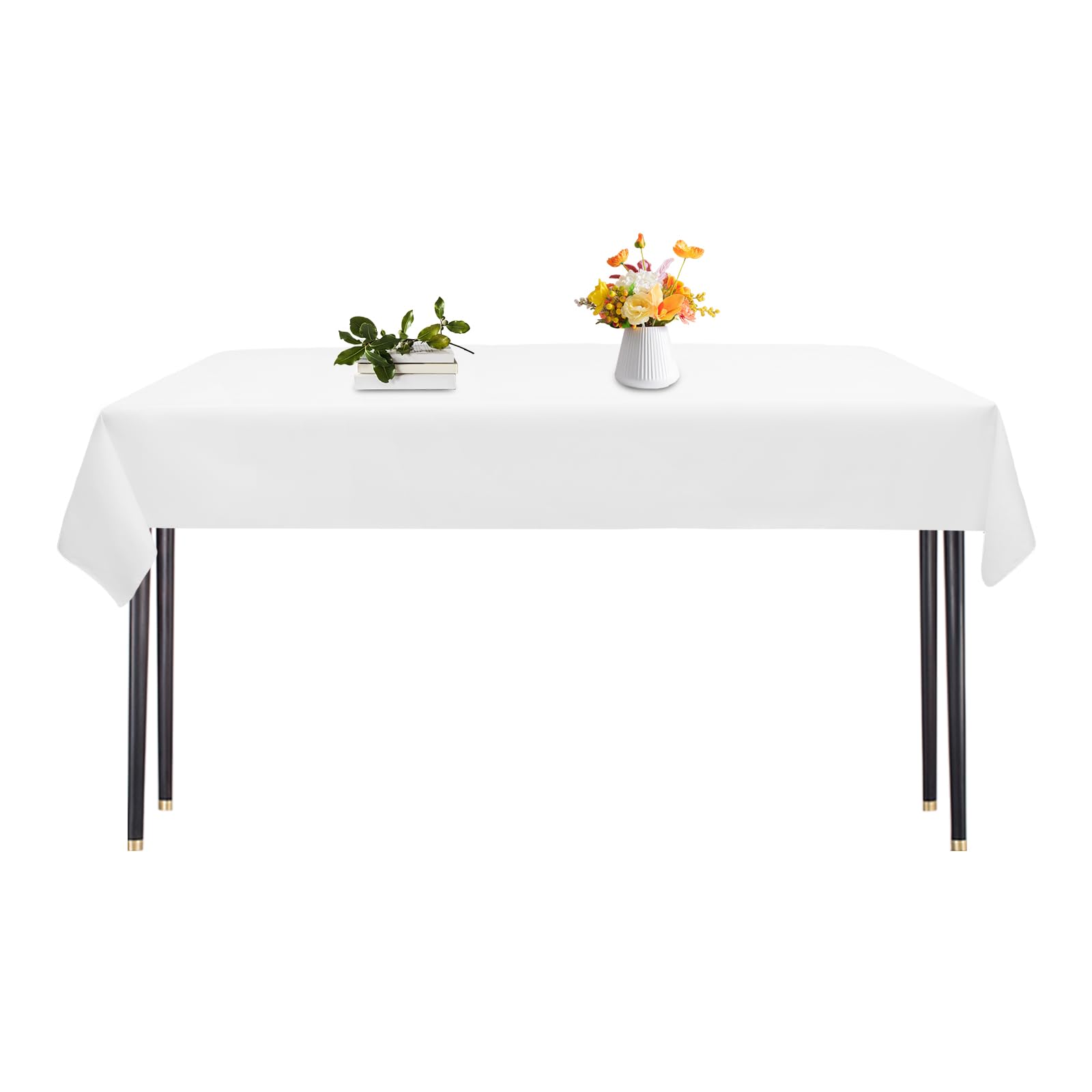 Lot de 10 nappes lavables - 260 cm × 153 cm - Blanc - En 100 % polyester - Avec protection anti-taches - Durable - Résistant aux rayures - Pour salon, salle à manger, balcon, jardin