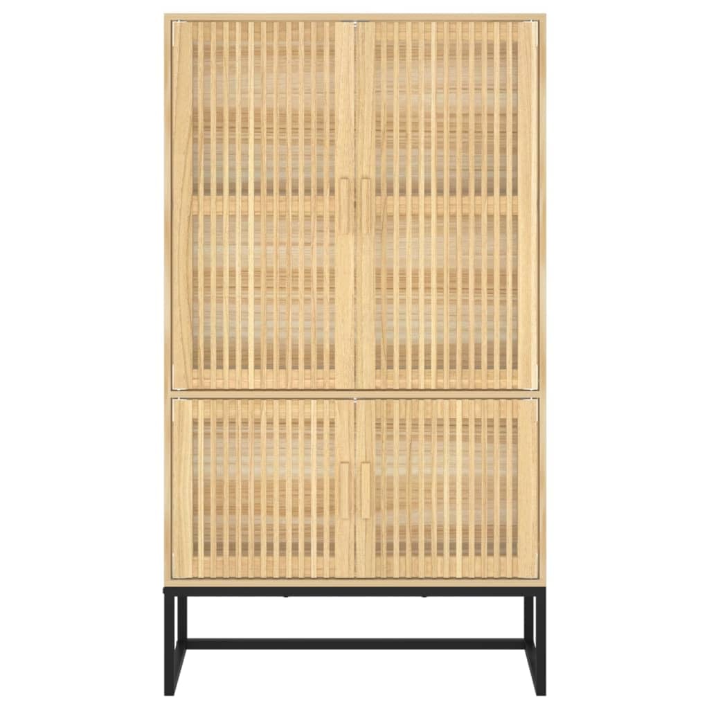 Armadietto alto, 70 x 35 x 125 cm, in legno massello di pino e gambe in ferro, credenza scandinava per soggiorno, corridoio, sala da pranzo