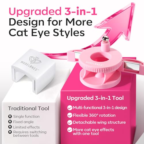 Image of Modelones 5D Automatic Pink Nail Magnet for Cateye Gel Polish, Upgraded 3-in-1 Strong 360 Rotating Glass Bead Magnetic Side-Light Nail Magnet for Beginner-Friendly DIY Nail Designs (Magnet Only)