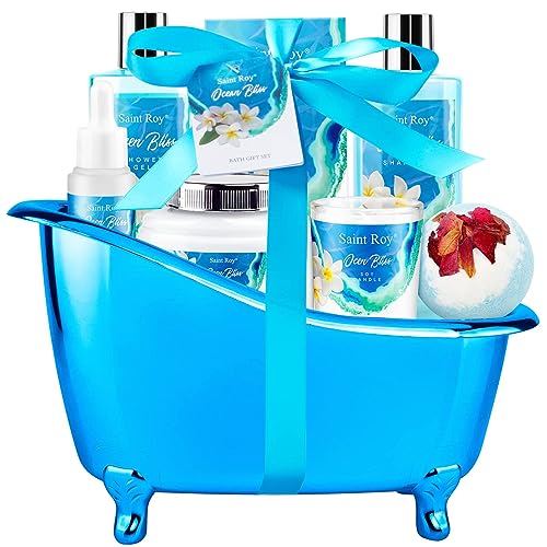 Image of Mothers Day Gifts for Women Bath & Body Gift Set, Bath Basket Spa kit Gifts for Her Him Birthday Gift for Woman, Self-care Home Spa Kit, 8pcs Christmas Gift for Women Ocean Vanilla, Spa Gift Baskets