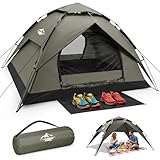 Zelt 2/3/4 Personen Campingzelt Pop Up - 40s Automatik Schnellaufbau 2-4 Mann Zelte Wasserdicht 3000mm & Winddicht, Doppelwand Kuppelzelt mit Regenschutz, Wurfzelt Zelt für Camping, Wandern & Trekking