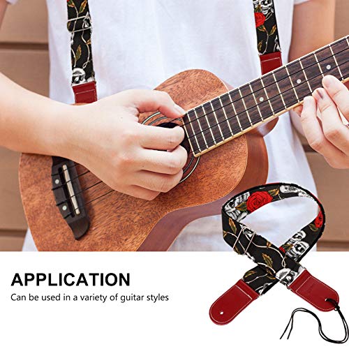 HEALLILY Kit de Acessórios de Guitarra de 9 Peças Incluindo Padrão de Rosa Do Crânio Ajustável Bolsa