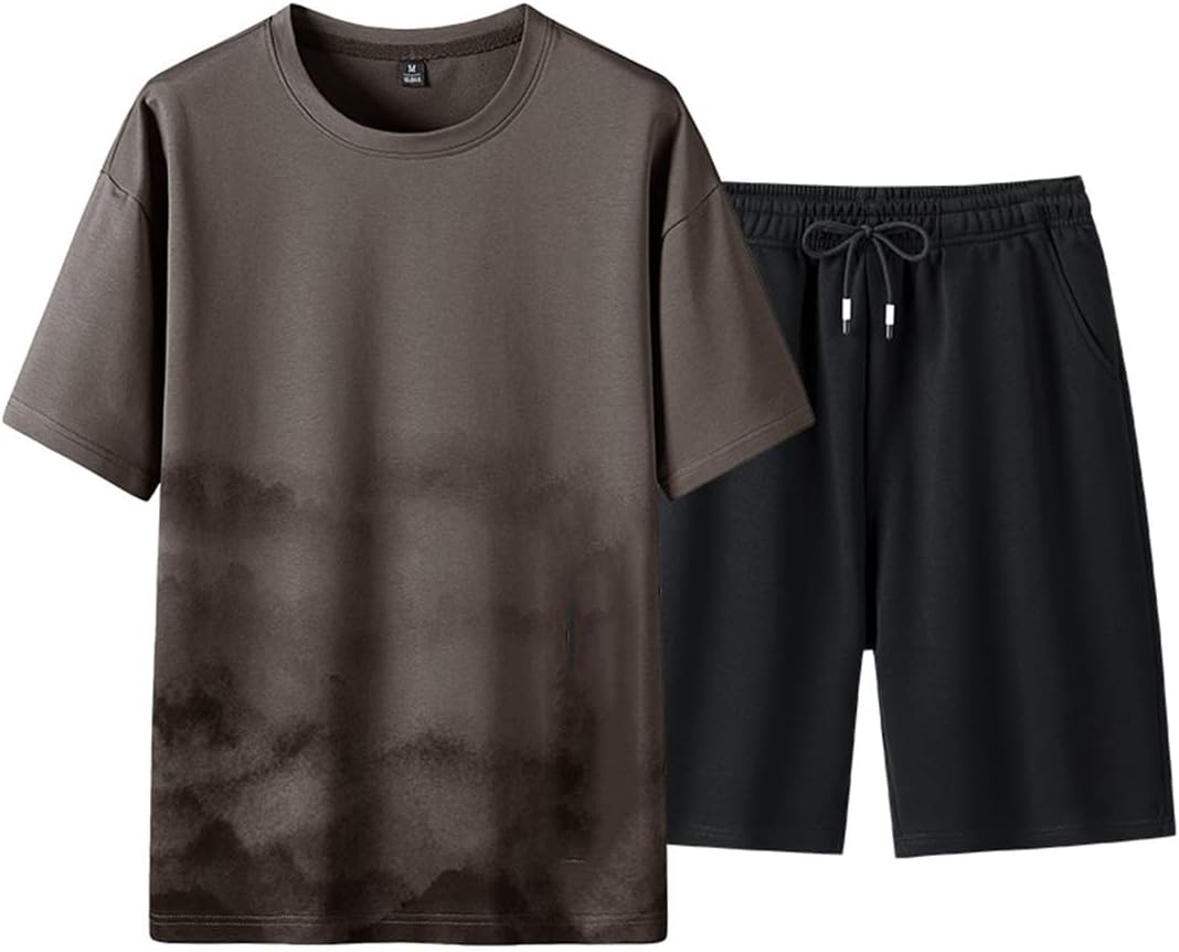 PYTRXGBO Men's Summer Tie Dye T-Shirt + Shorts Tracksuit Hip Hop Clothing