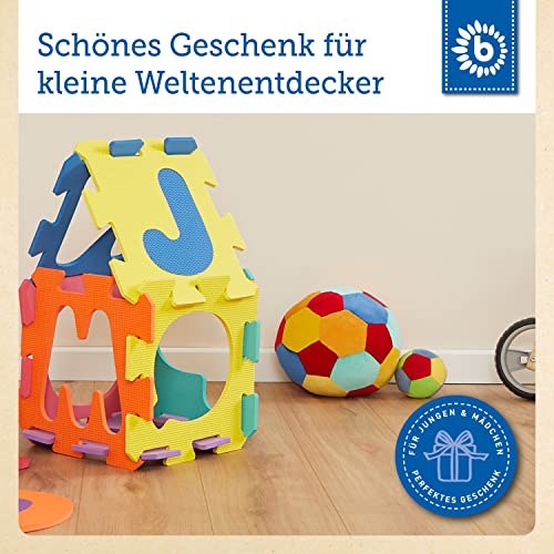 Bieco Softball Baby Rassel | Ø 25 cm | Stoffball mit Rassel | Plüschball | Greifball für Babys | Rasselball zum Greifen