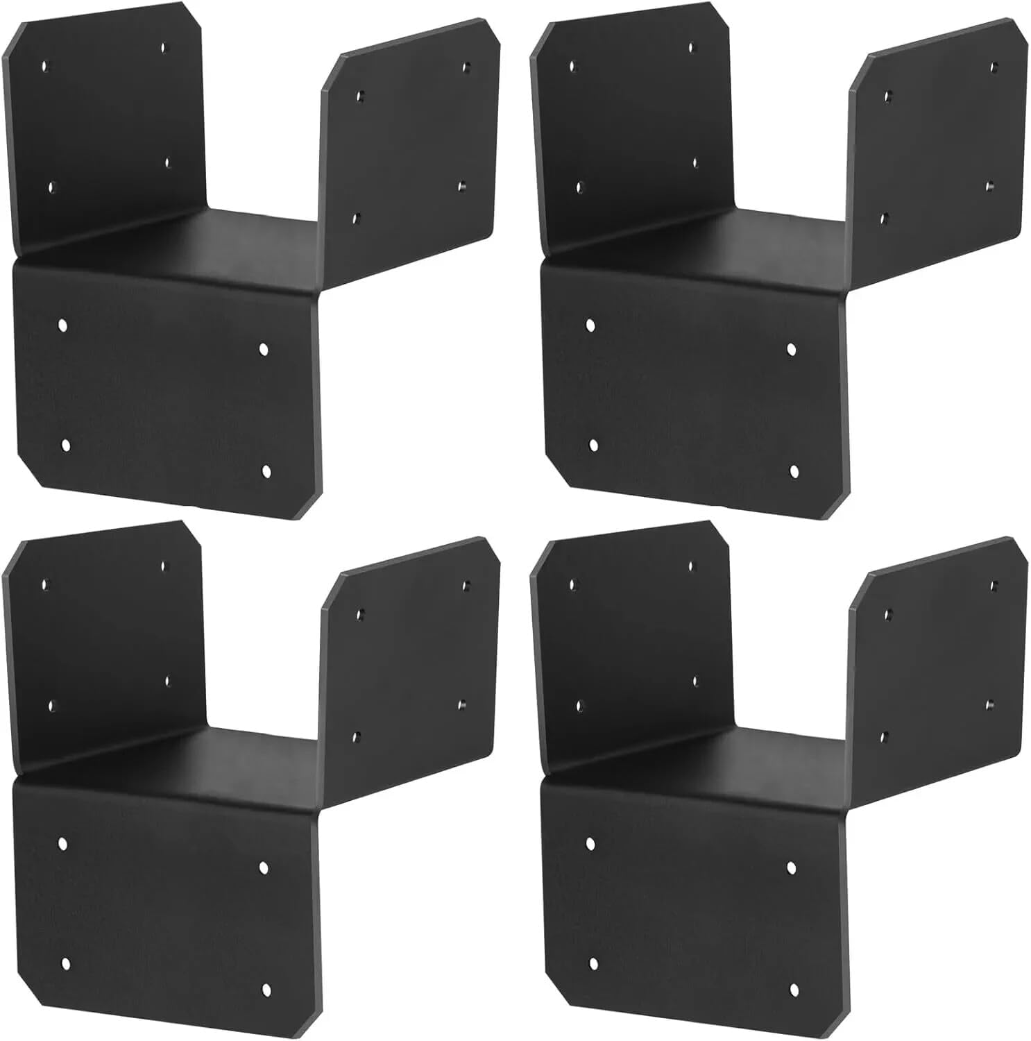 4 Pcs 6x6 Black Joist MLK Connector, Adjustable Post Cap Tie Hanger for Post