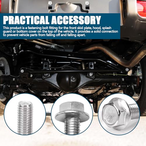 Image of 8PCS Skid Plate Bolts, 304 Stainless Steel 12mm Hex Head Auto Skid Plate Bolts Compatible with 4Runner FJ Cruiser Land Cruiser Sequoia Tacoma, Car Accessories Replacement