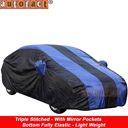 Image of Autofact Car Body Cover with Mirror Pockets Compatible for Hyundai Santro Xing (Triple Stitched, Bottom Fully Elastic, Royal Blue Color)