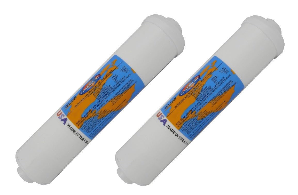 IPW Industries Inc Omnipure – (K5633-SS) – 30,5 x 6,3 cm T40 GAC Kokosnusskohlenstoff-Inline-Filter, 0,6 cm Außendurchmesser, Schnellanschluss, 90 Grad, 2 Stück