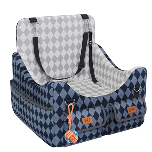 Dog Car Seat for Small/Medium Dogs up to 35lbs, 4-Pocket Storage Memory Foam Dog Booster Seat,...