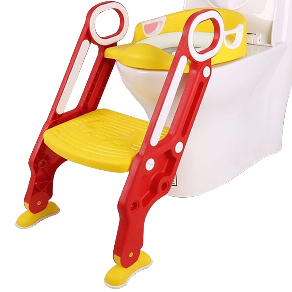 Potty Training Toilet Seat Boys and Girls Training Foldable Staircase Pose Toilet Training Seat 2 Levels of Height