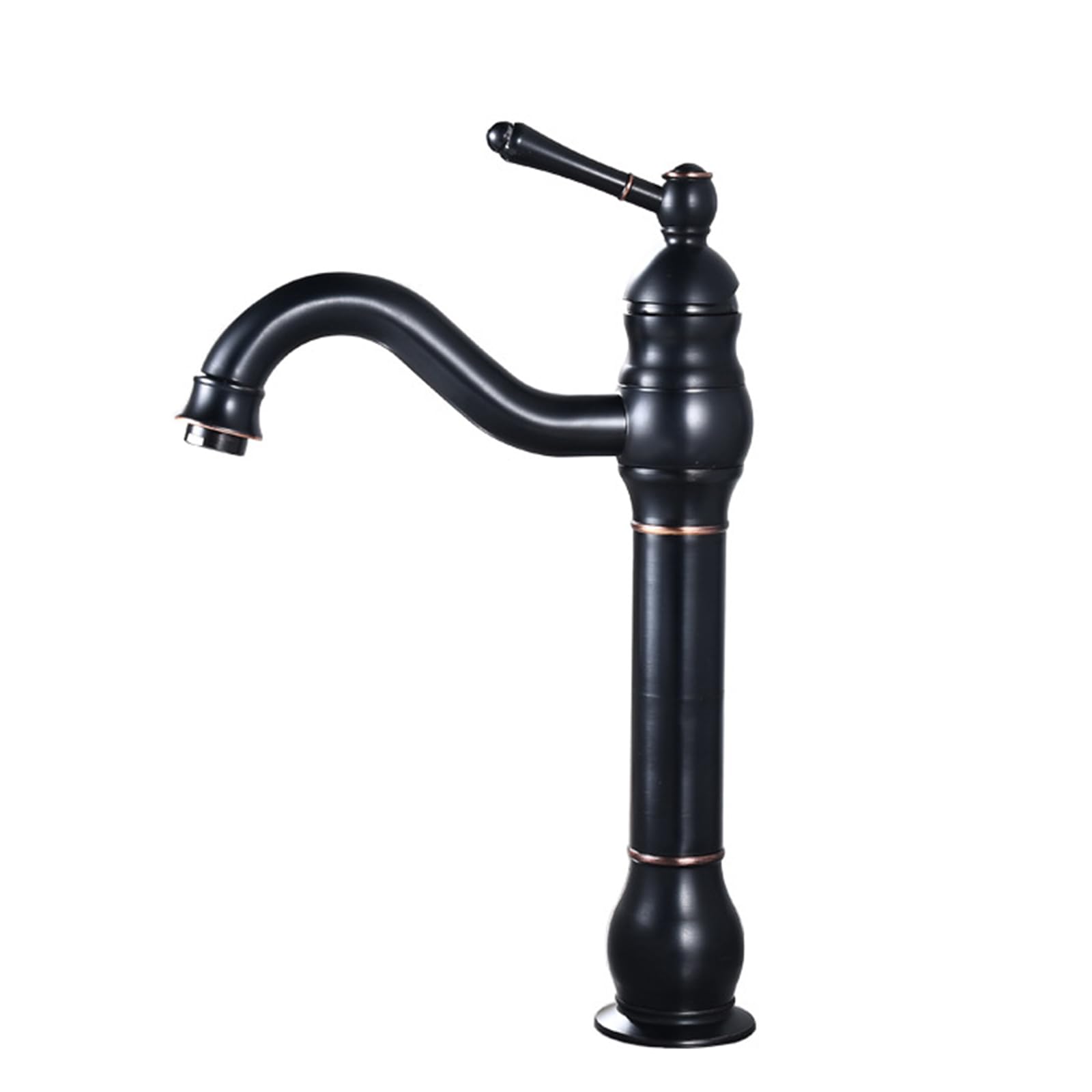 Mitigeur lavabo orientable haut rétro noir contre les éclaboussures vasque