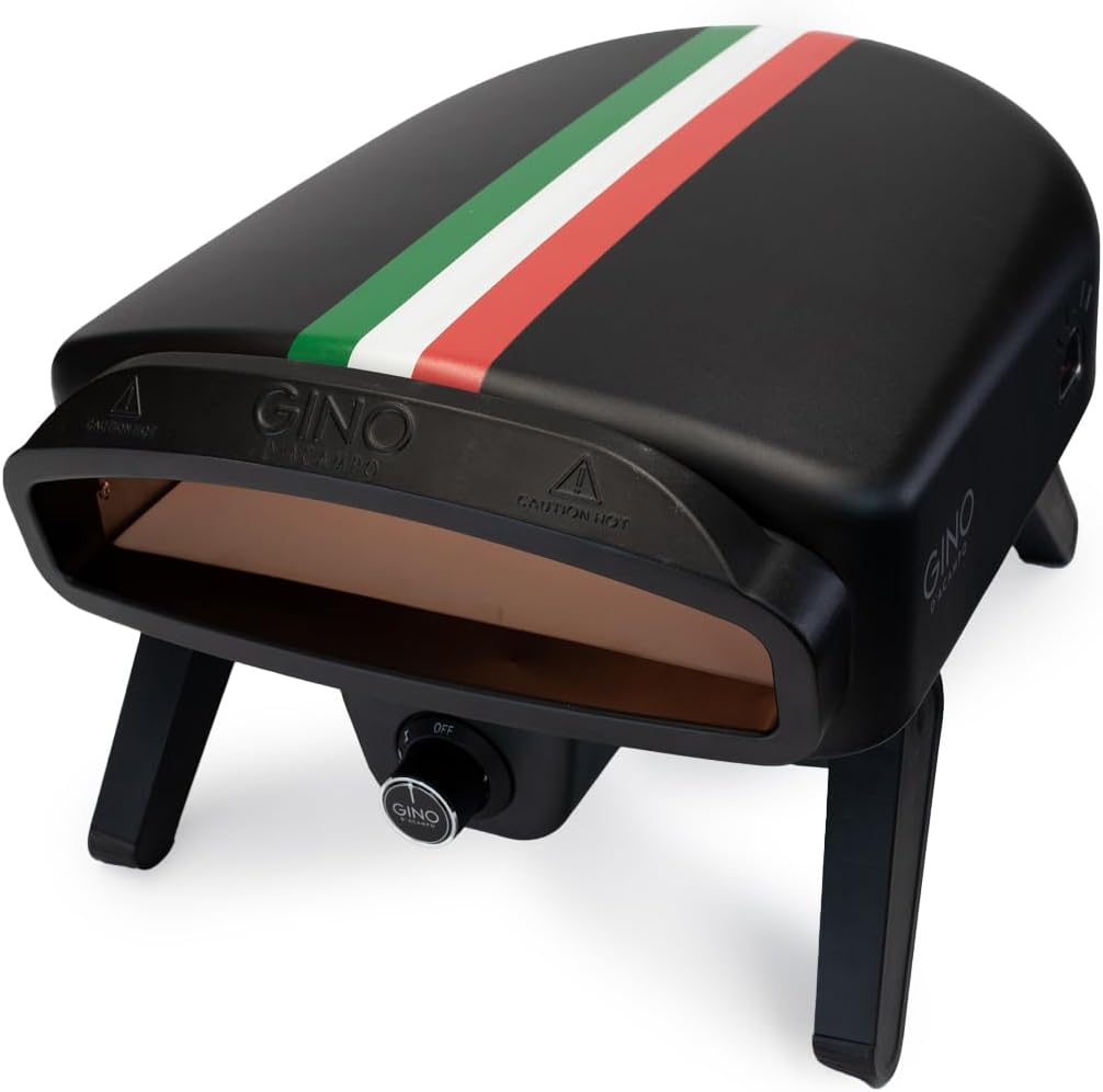 Gino D'Acampo 14" Gas Fired Pizza Oven - Modena with Built-In Thermometer, Pizza Stone, and Stainless Steel Construction