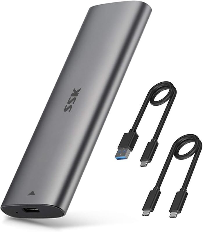 NVMe SATA SSD Enclosure, M.2 to USB Adapter Reader USB-C 3.2 Gen 2 | For NVMe & SATA SSD,Tool-Free, M/B+M Key, PCIe 10Gbps / SATA 6Gbps, UASP Trim, 2230/2240/2260/2280, Tool-Free, LED Indicator