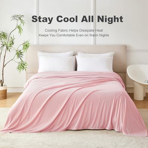 Image of COOVA Cooling Blanket for Hot Sleepers,Lightweight Summer Cold Thin Blanket for Night Sweats and Hot Flashes,Breathable Soft Blanket for Bed Couch Sofa,(Pink,90x108 inches)