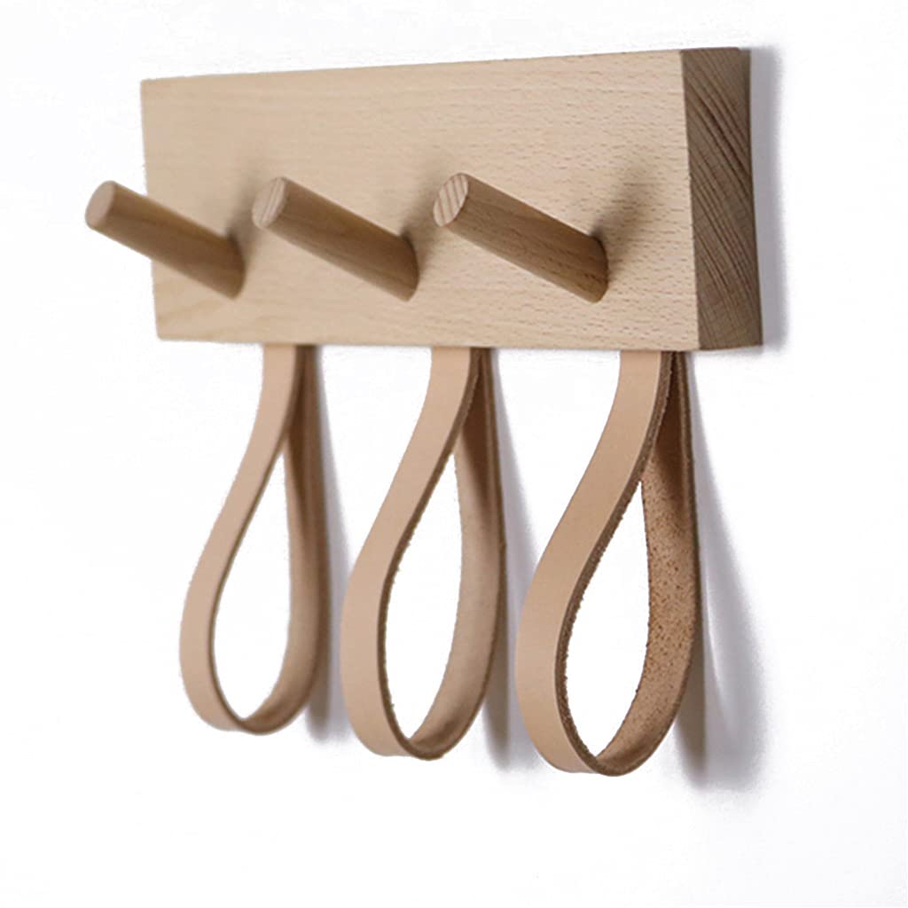 Porte-Manteau Mural en Bois Bleu Patère Murale Entrée 30 cm
