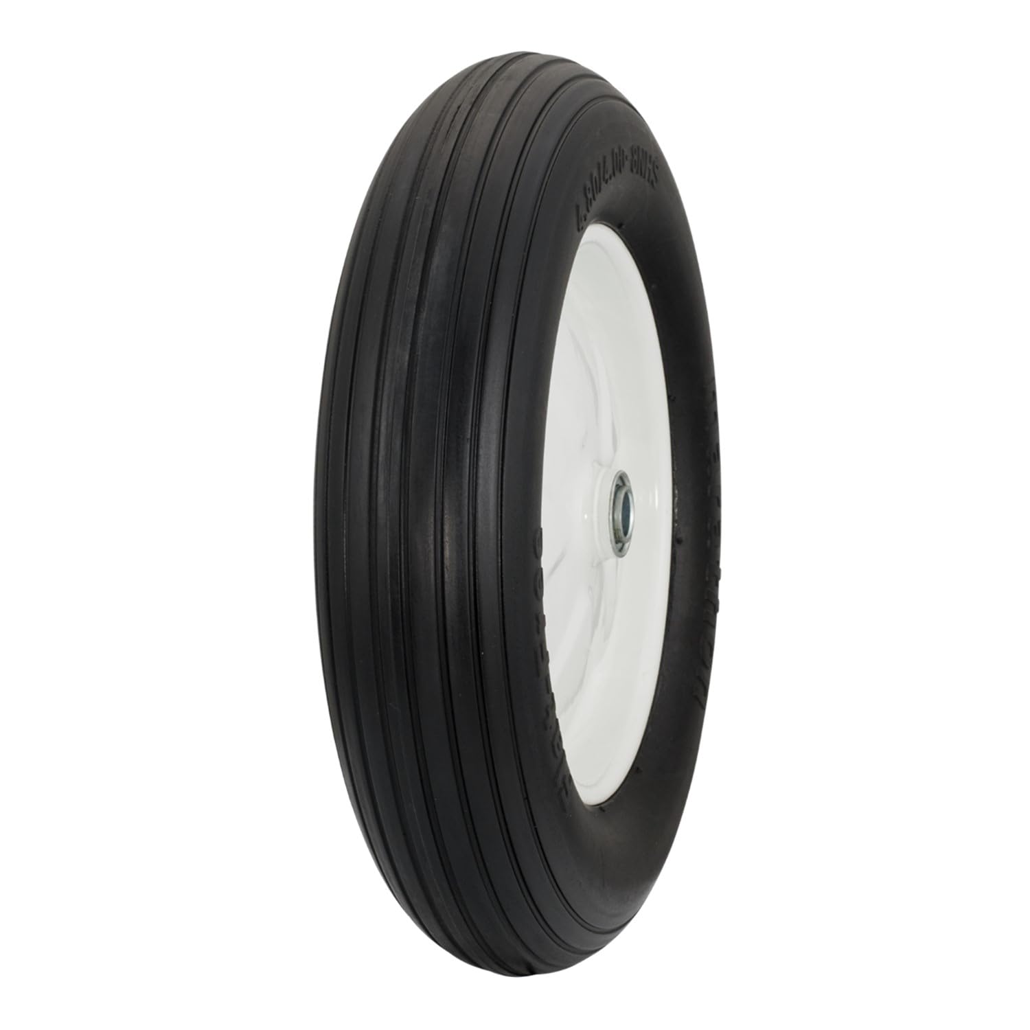 Marathon 4.80/4.00-8" Flat Free Tire on Wheel, 3" Hub, 3/4" Bearings, Ribbed Tread