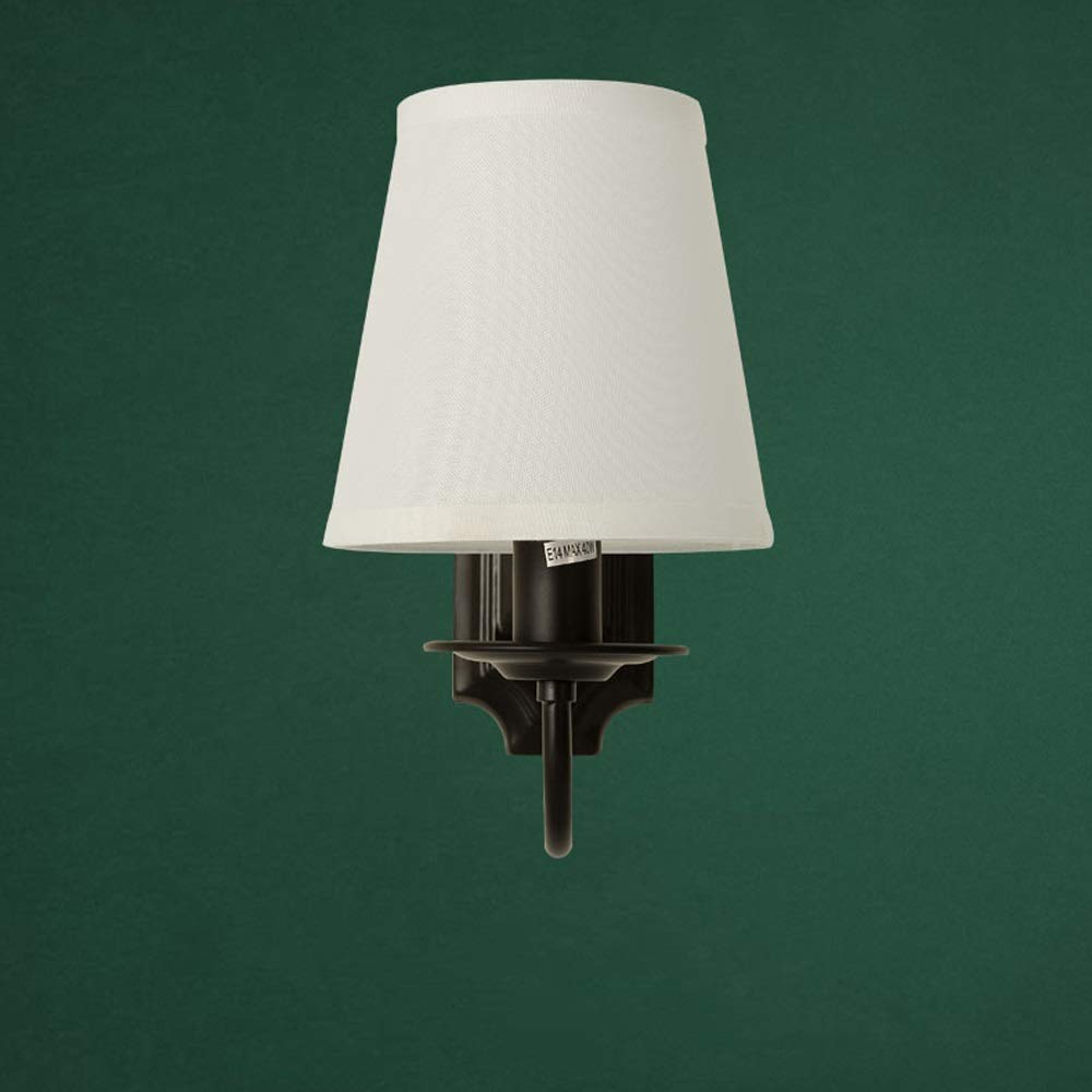 Aplique Pared Industrial posmoderno con Accesorios Acabado Negro, Soporte Metal, Aplique Pared con Pantalla Tela Blanca, lámpara Pared Loft, Bar, Cocina, Pasillo, iluminación