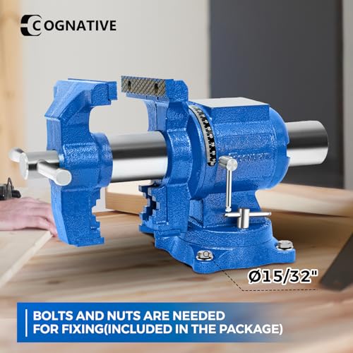 Image of 5-Inch Heavy Duty Bench Vise Ductile Iron Bench Vise 360 Multi-Purpose Bench Vice with Anvil, Clamp force 4000KG, Blue