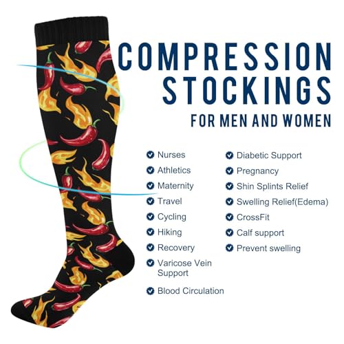 Image of Wusikd Pirate Skulls Compression Socks for Women and Men Circulation Cute Long Socks for Athletic Running 1