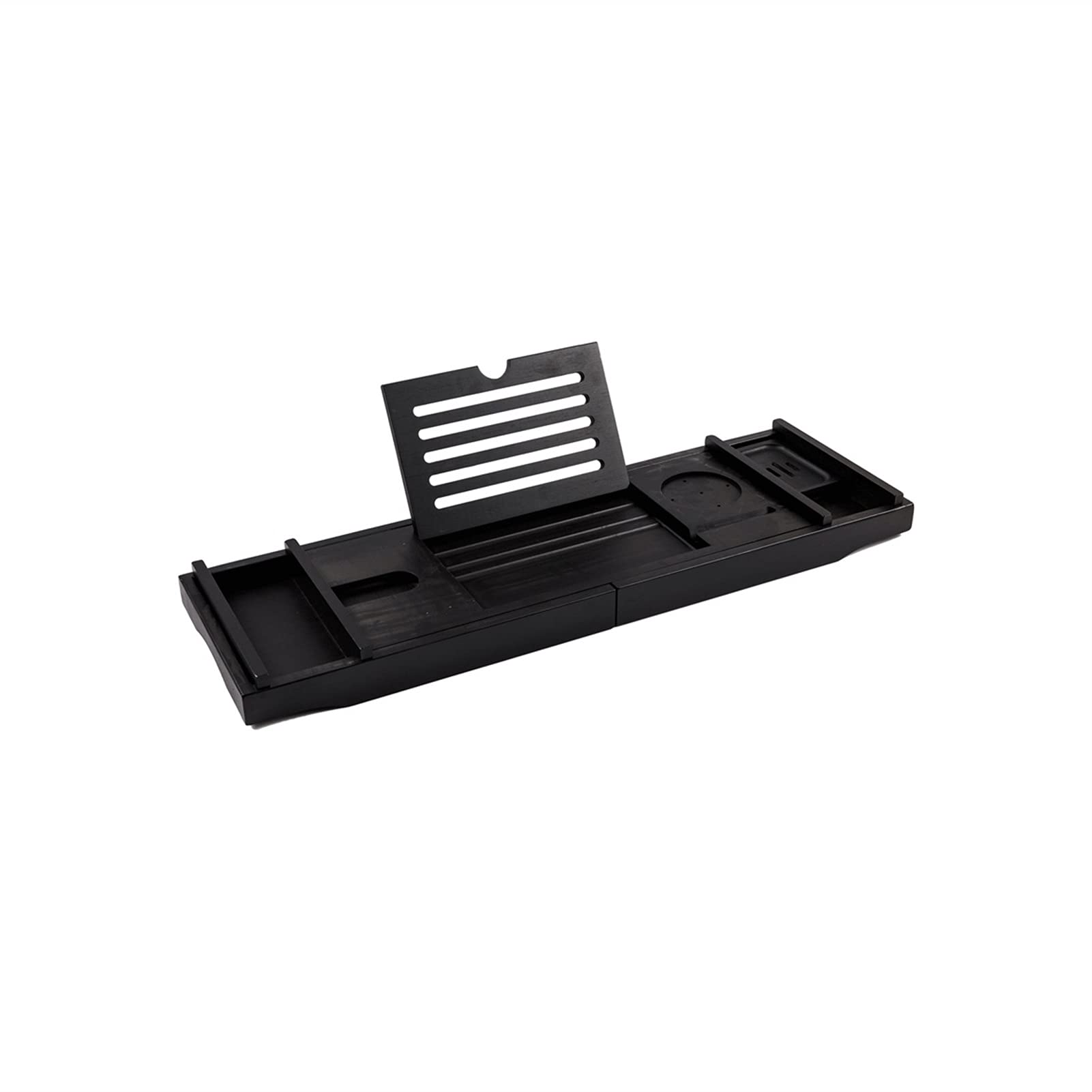MYUYEE Bath Tray Retractable Bathtub Tray Holder, Multifunctional Bathtub Stand, Bathroom Stand, Bamboo And Wooden Bath Stand Shelf, Black, 109 * 20Cm/42.9×7.8 Inch (Black)