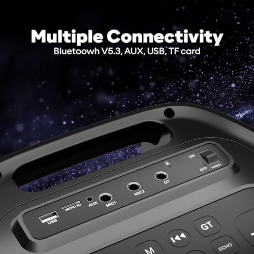 Image of GOVO Goloud 980 with 160W Party Speaker with Wireless Mic, Up to 6 hrs Playtime, TWS Mode, Bluetooth v5.3, AUX Port, & USB (Platinum Black)