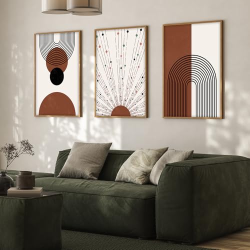 Image of BANGERZ Wall Art Painting Boho Artwork Living Room and Bedroom Frames Decor, Office and Framed Hotel Decoration Big Size Set of 3 (Artwork 5, 19x25 inch)