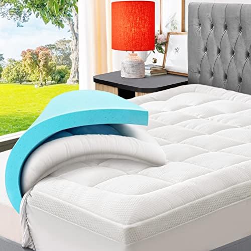 ELEMUSE Dual Layer 4 Inch Memory Foam Mattress Topper Full, 2 Inch Cooling Gel Memory Foam Plus 2 Inch Bamboo Pillow Top Cover, Comfort Support Back Pain Relief