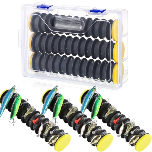 3 Pack Fishing Leader Line Storage Organizer Snell Holder Fishing Line Hook Holder Fishing Spooler Winder Organizer Keeping the Line Organized and Tangle Free with Rigging Spools (36 Line Slots)
