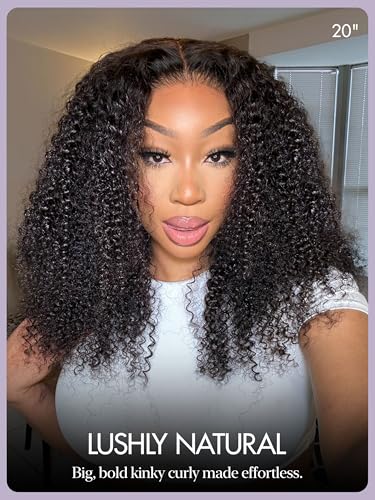 Image of LUVME HAIR Kinky Curly All-Day Comfort Wig 5X5 Lace Front Wigs Human Hair Curly Hair glueless wigs human hair pre plucked pre cut long black wig lace closure wigs frontal wigs human hair