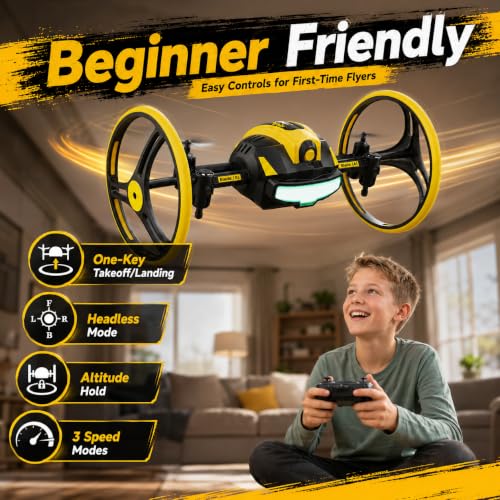 Image of HS175D & Mini Drone Car Drone Bundle, 2-in-1 Camera and Indoor RC Drone Set with Auto Return, Follow Me, Circle Fly, 360 Flip, Colorful Lights and Dual Batteries