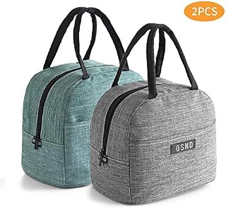 HiPretty 2PCS insulated Tote Lunch Bags, Packit Freezable lunch bag, Leakproof Lunch Box