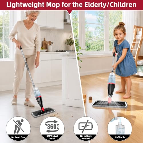Image of Spray Mops for Floor Cleaning: Hardwood Floor Mop Wet Mop & 3 Washable Pads