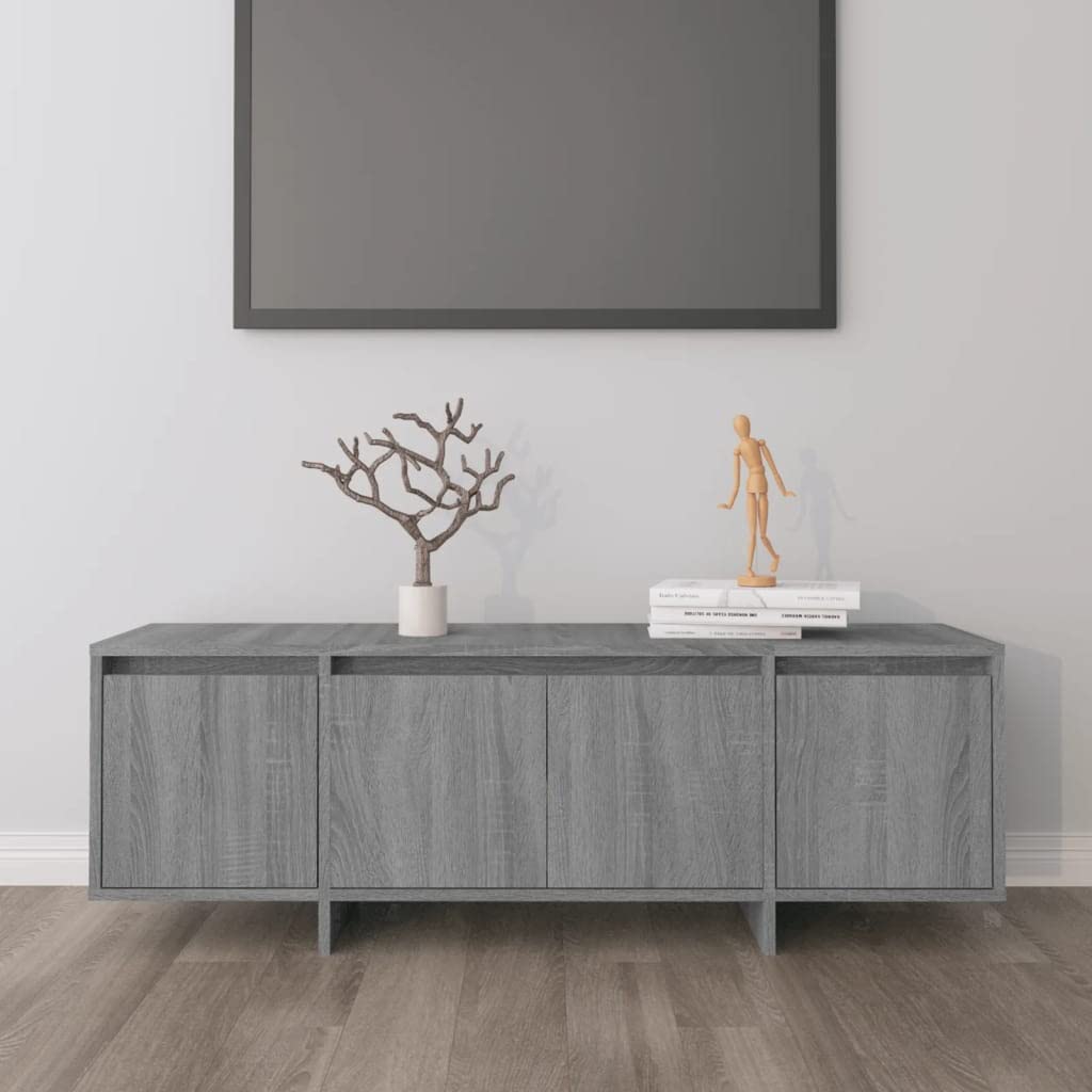 Hothingwell Sonoma szafka pod telewizor szara 120x30x40,5 cm Wood Ingenierie 4 drzwi | Przechowywanie DVD, konsola do gier, czasopisma, łatwe czyszczenie, stabilna konstrukcja
