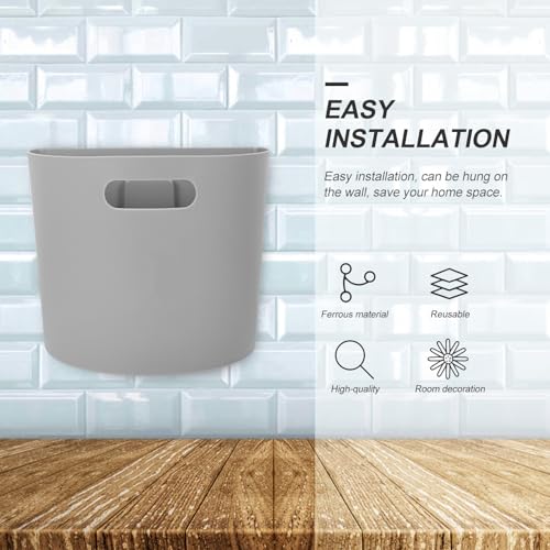 Caneca de basura pequeña gris para pared SOLUSTRE miniatura 4